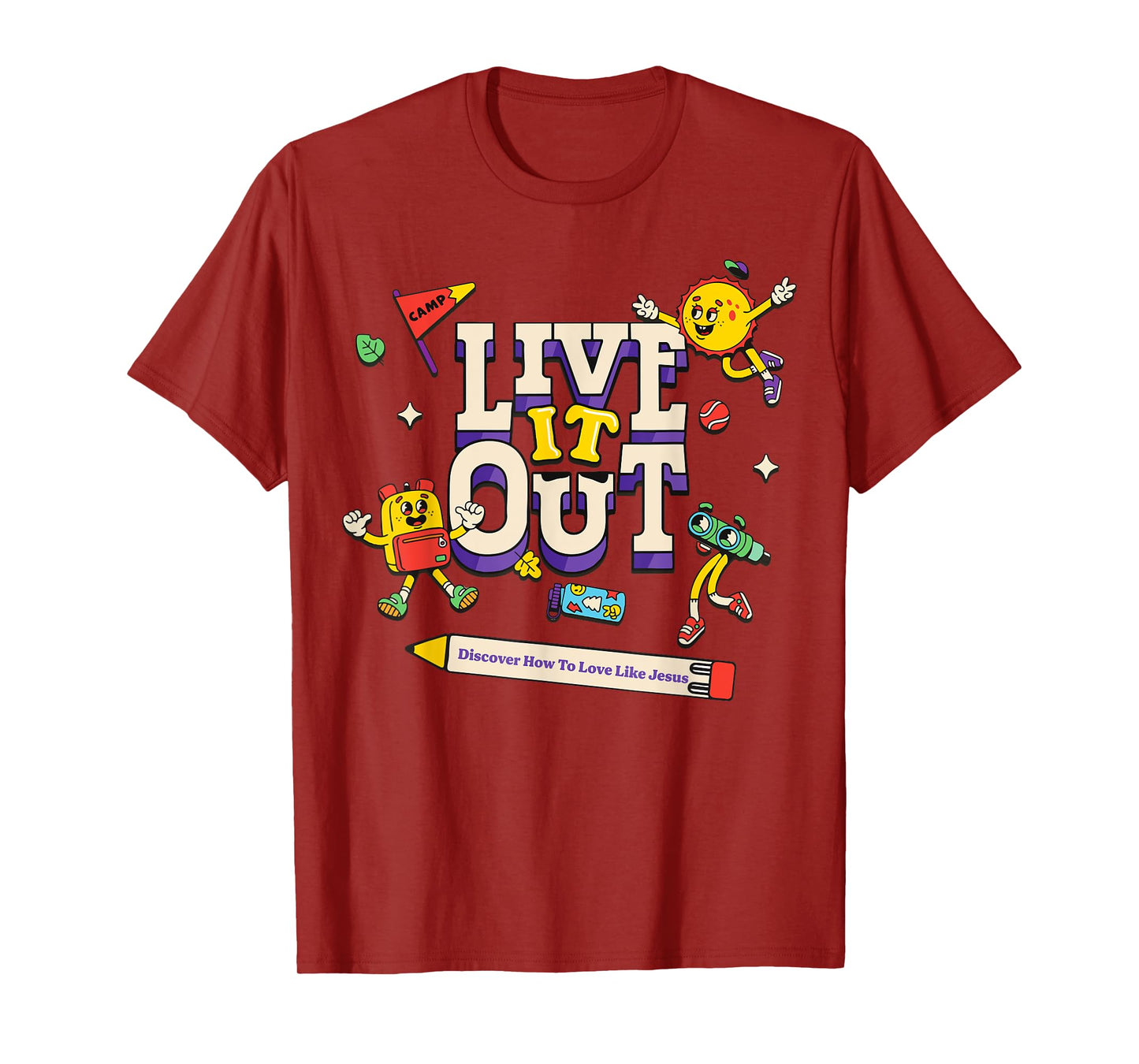 Live It Out Love Like Jesus VBS 2025 Christian Camping T-Shirt