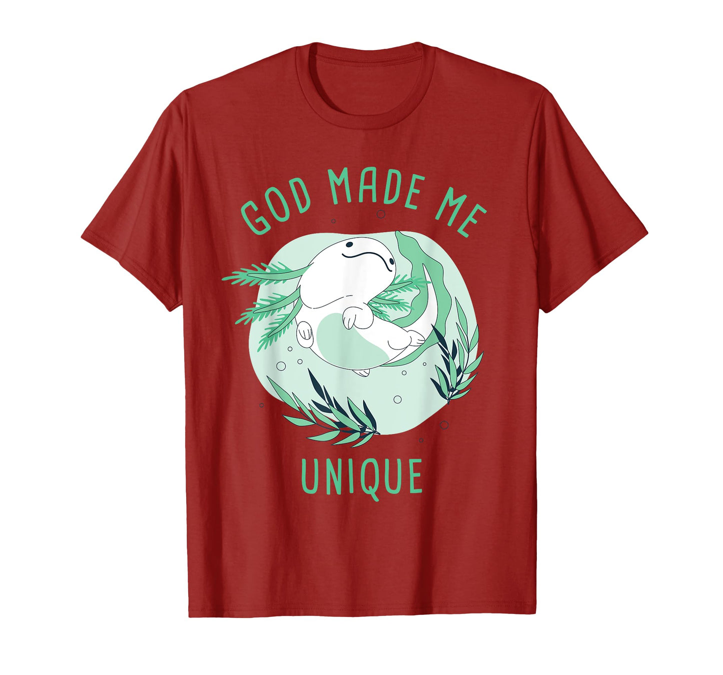 God Made Me Unique – Cute Axolotl Christian Faith Cartoon T-Shirt