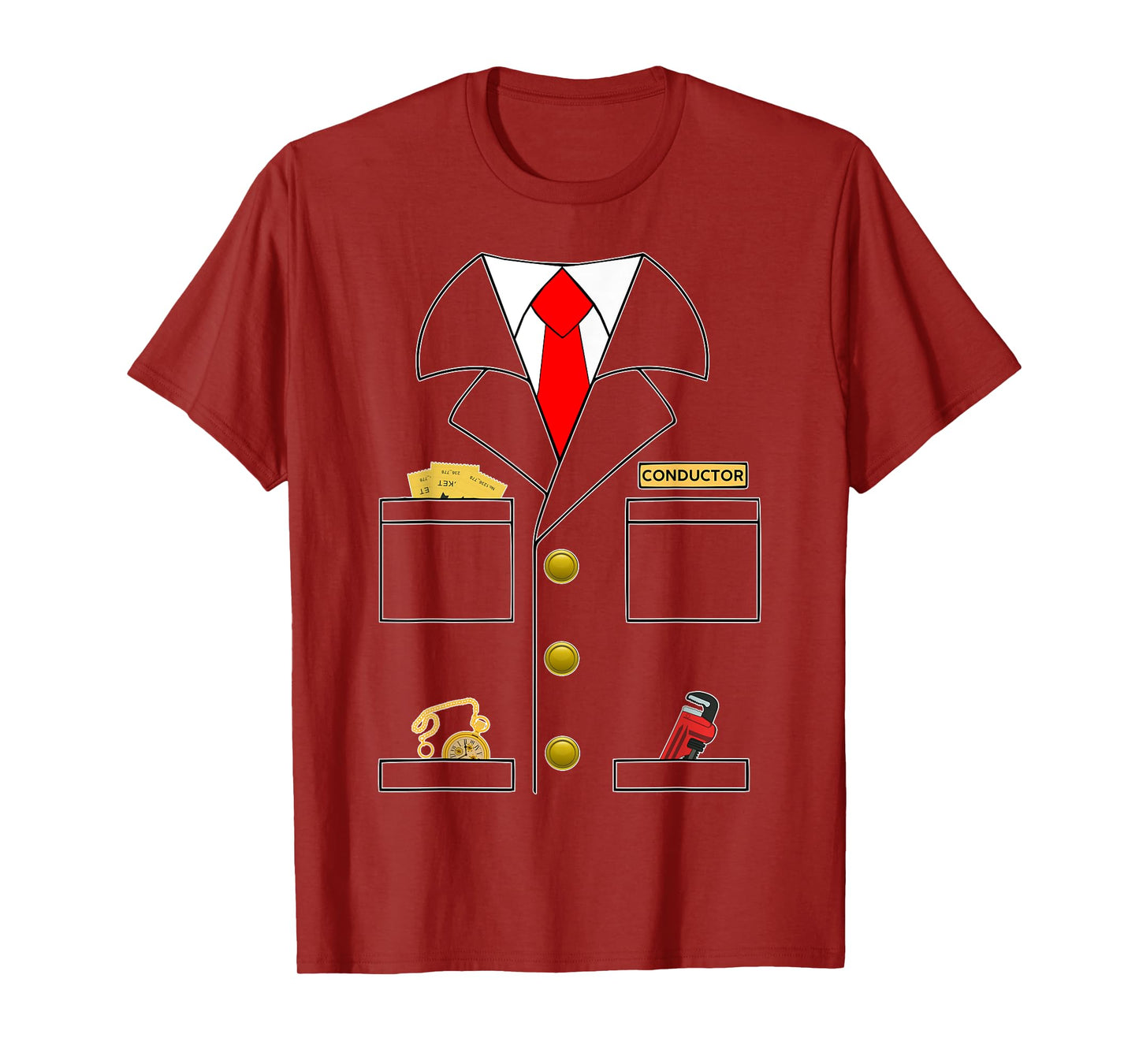 Train Conductor Costume Kids Boy Toddler Men Adult Halloween T-Shirt