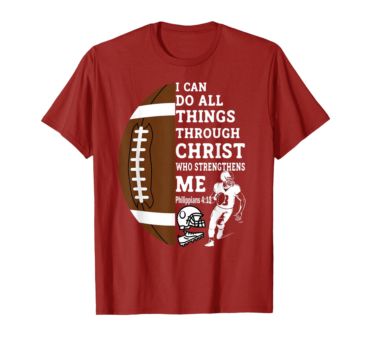 Motivational Bible Verse Christian Gifts Football T-Shirt