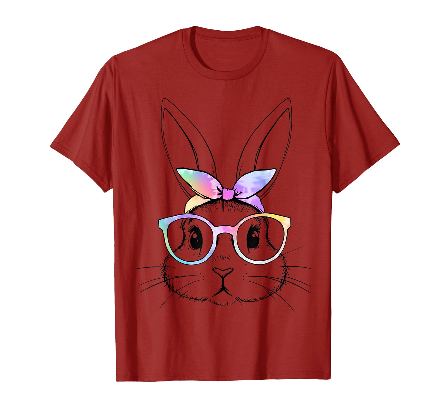 Cute bunny rabbit tie dye glasses bandana easter girls women T-Shirt