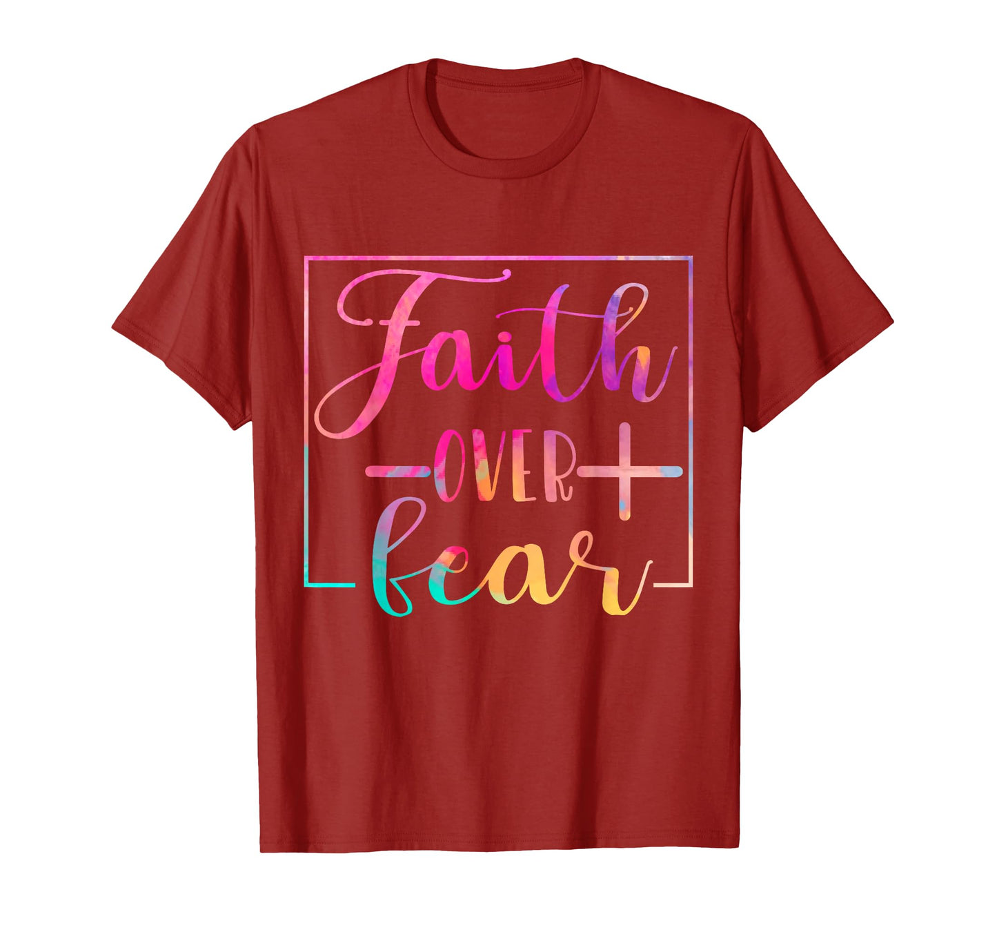 Religious Jesus Christian Faith Believe Over Fear Water Colo T-Shirt