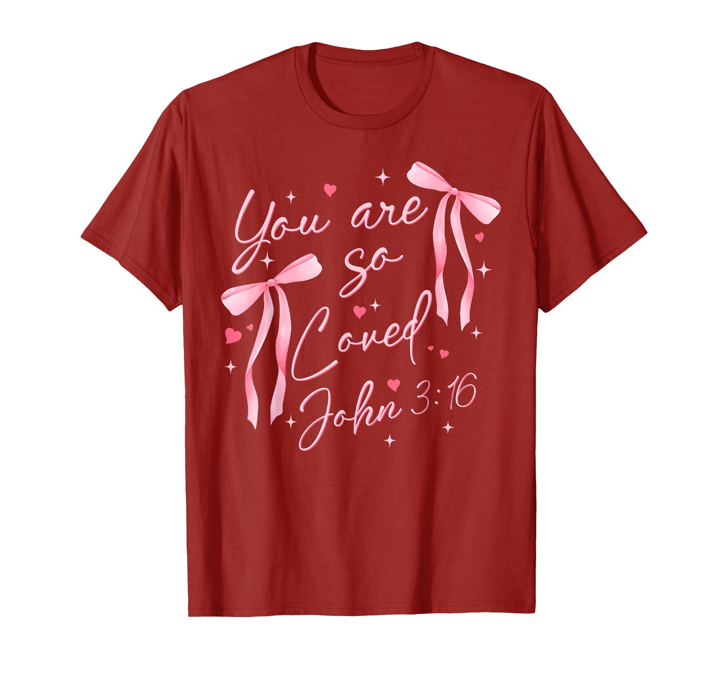 You Are Loved Boho Valentine Coquette Bow Jesus Christian T-Shirt