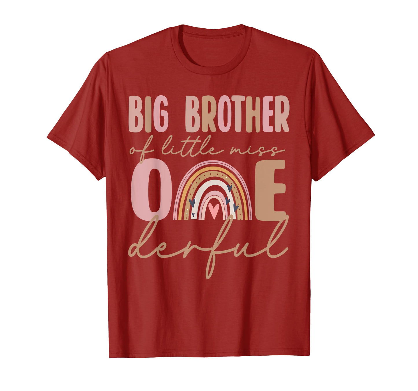 Big Brother of Little Miss Onederful Birthday Boho Rainbow T-Shirt