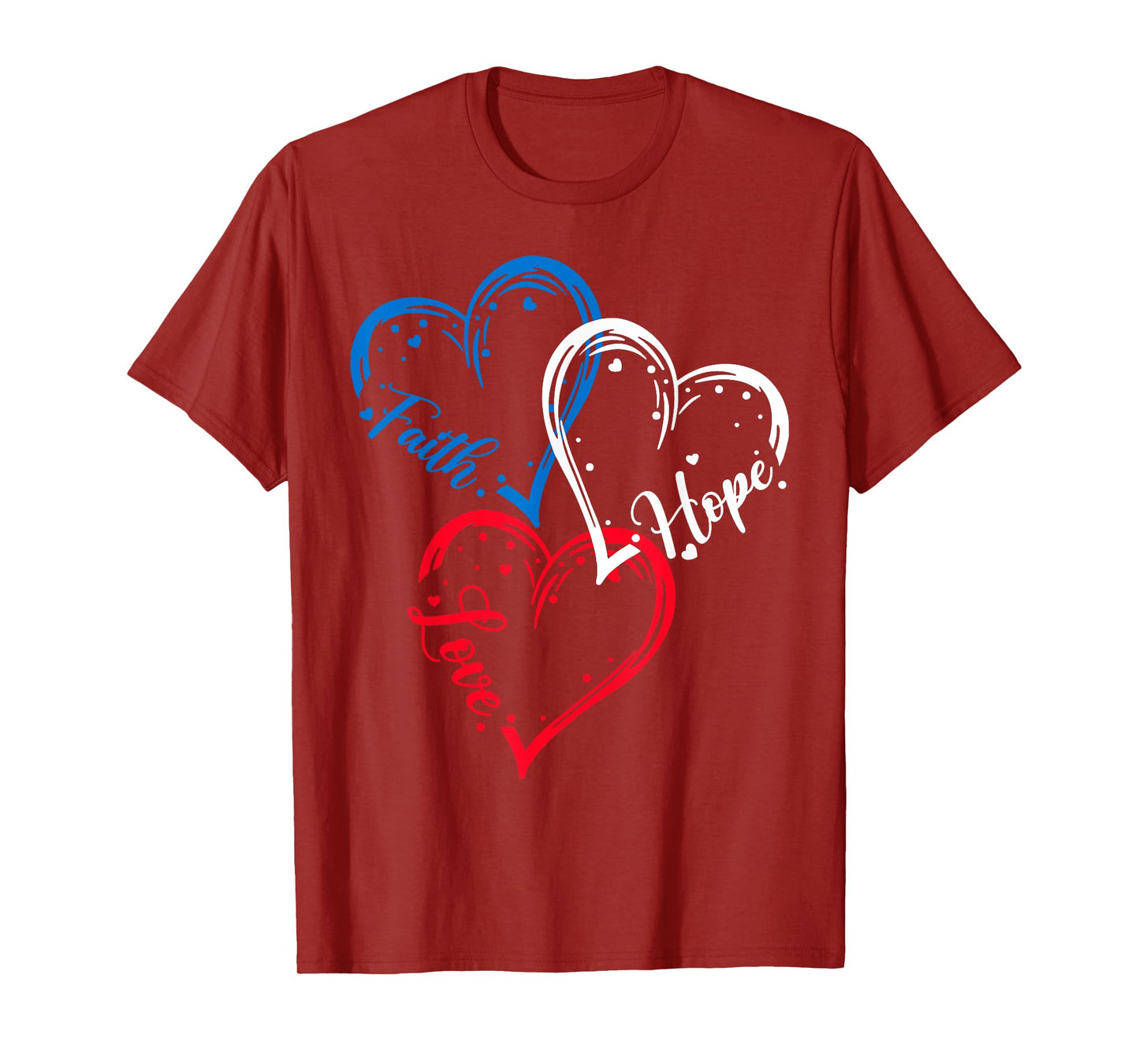 Faith Hope Love Heart Jesus Christians Patriotic 4th Of July T-Shirt