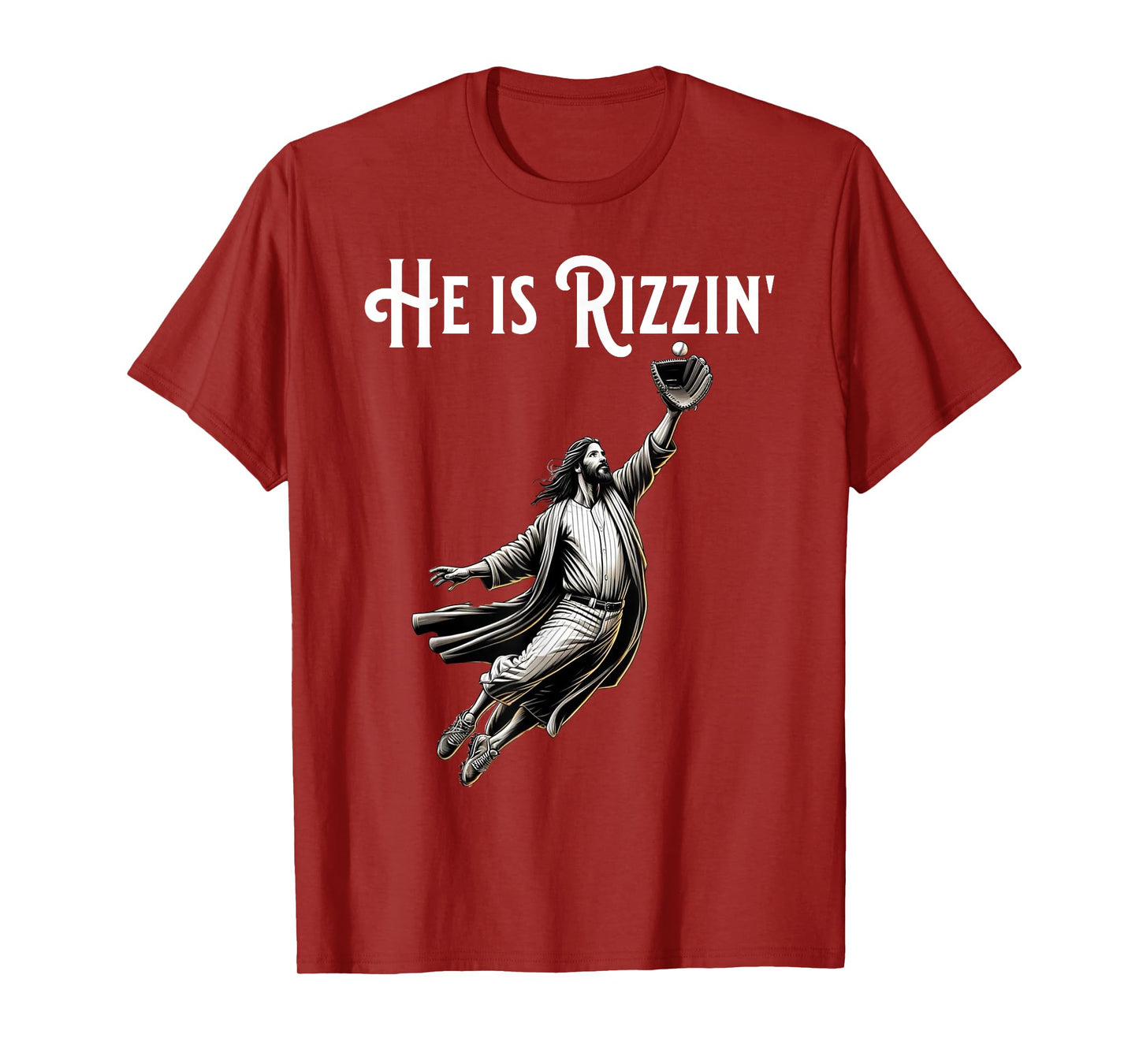 Funny Sports Rizz He is Rizzin Jesus Playing Baseball T-Shirt