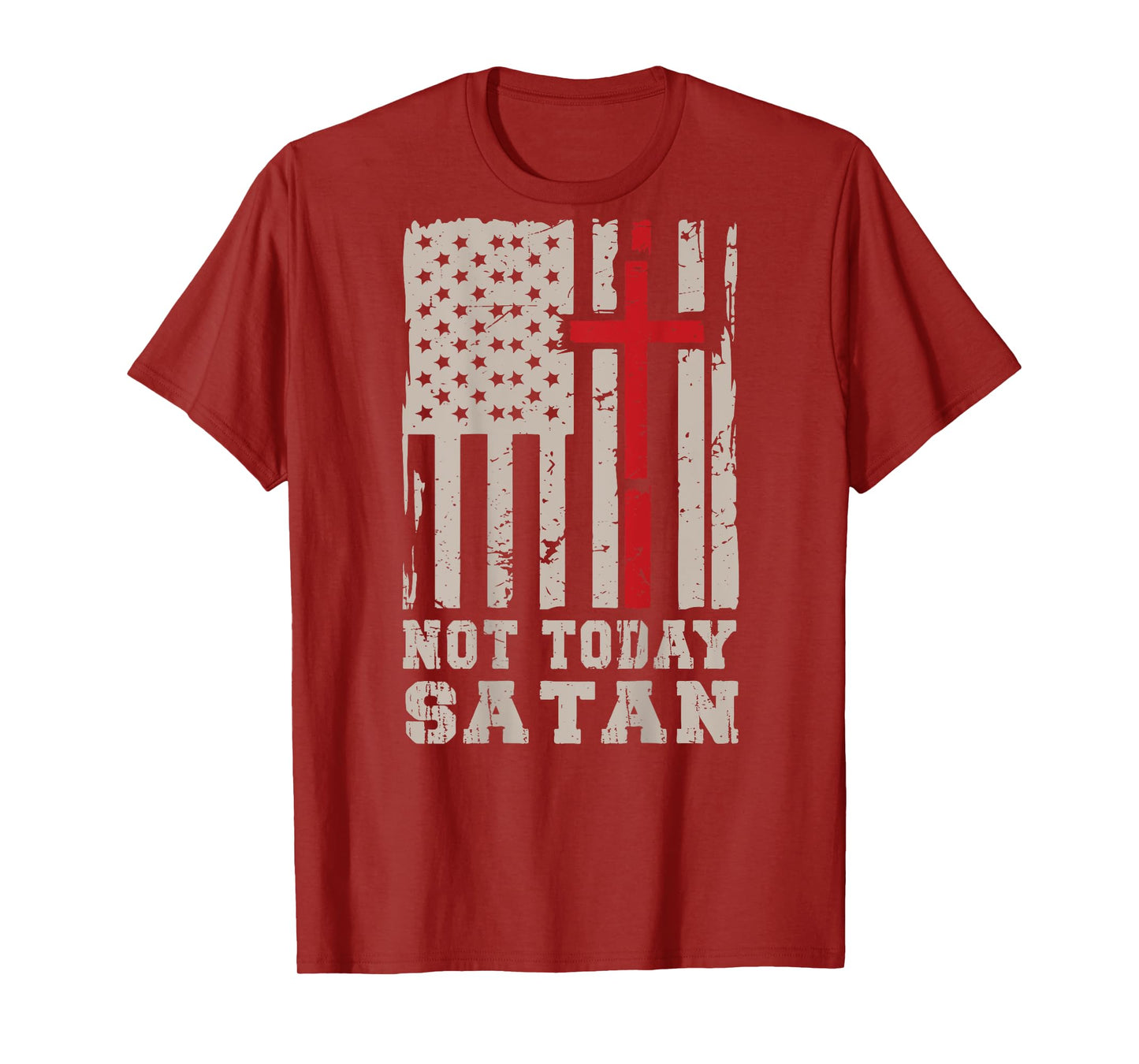 Men's Not Today Satan Christian Faith On Back Graphic Tee T-Shirt