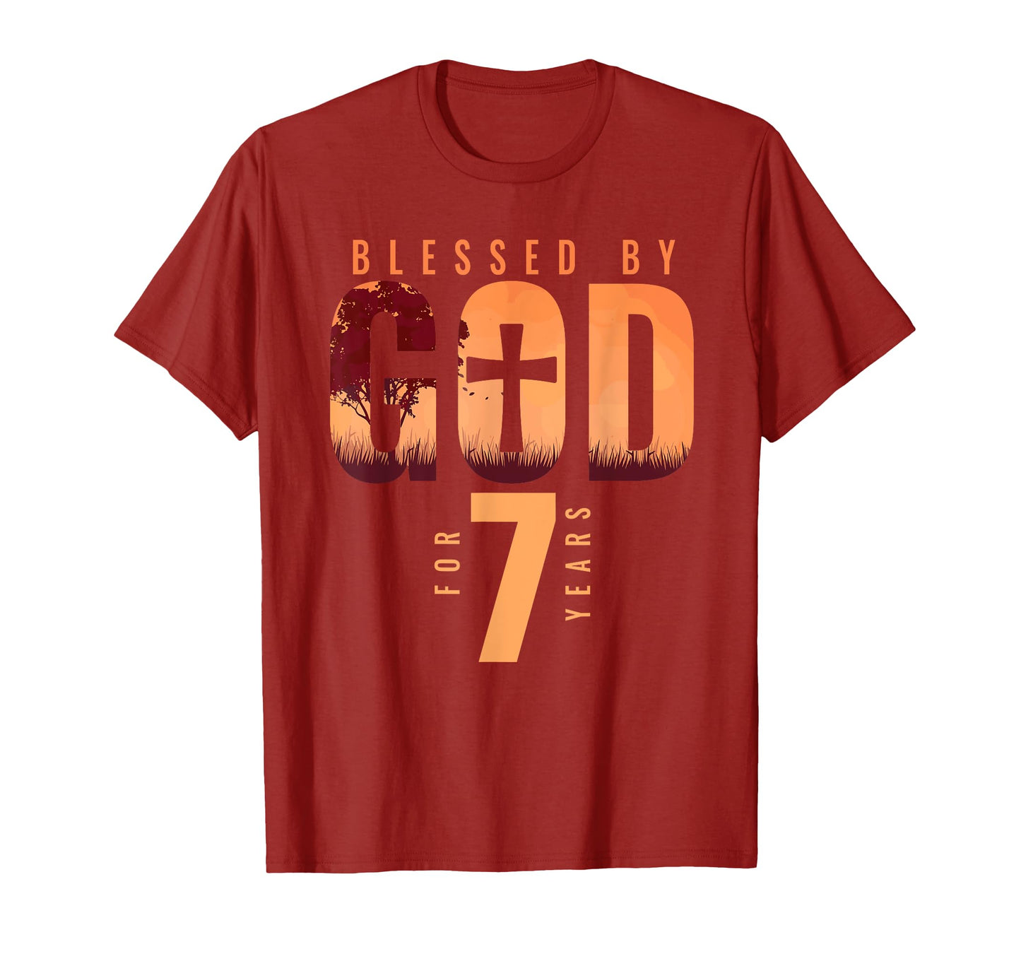 Blessed By God For 7 Years 7th Birthday Religious Theme T-Shirt