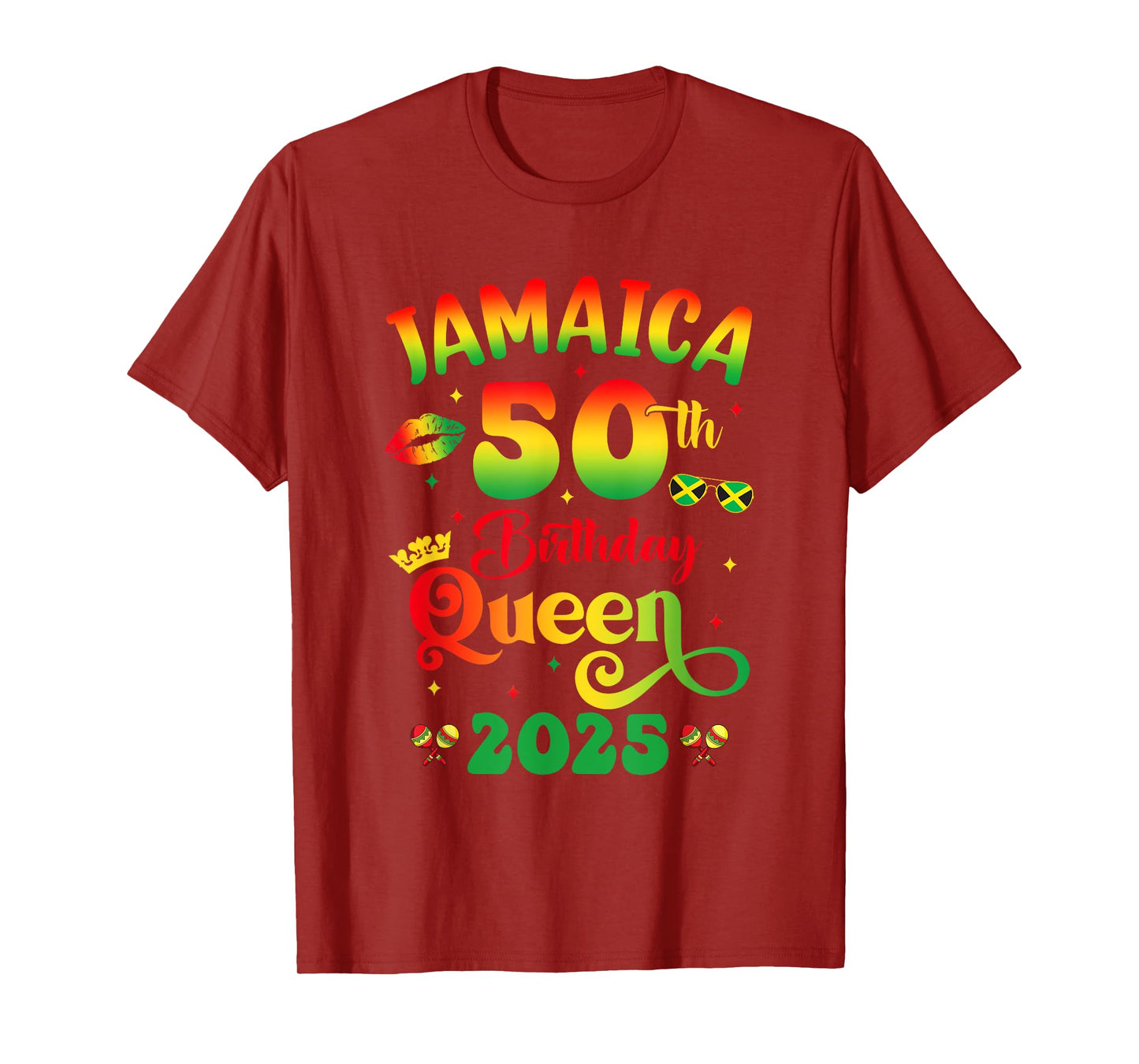 50Th Birthday Queen Jamaica Girl Matching Party 2025 T-Shirt