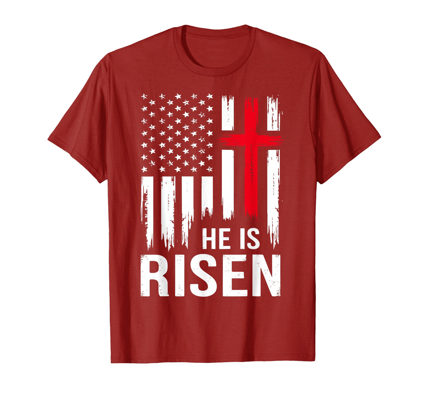 He is risen cross american vintage flag for christian easter T-Shirt