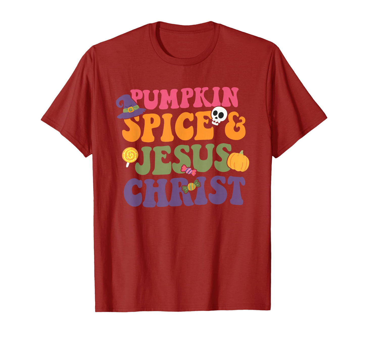 Pumpkin Spice & Je-sus Christ Funny Christian Halloween T-Shirt