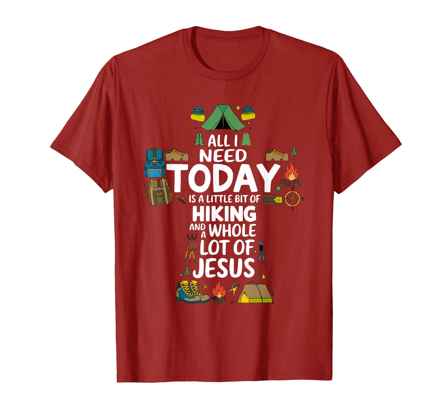 Hiking Jesus Christ Religion Christian Hiker Christianity T-Shirt