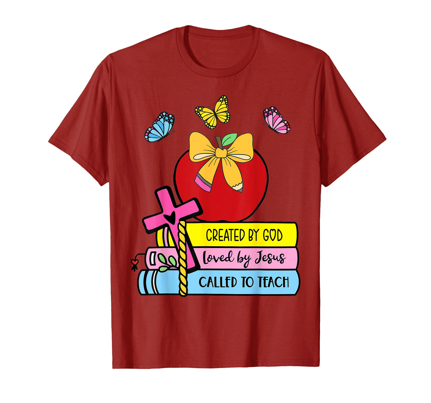Created By God Called To Teach Pretty Books Christian T-Shirt