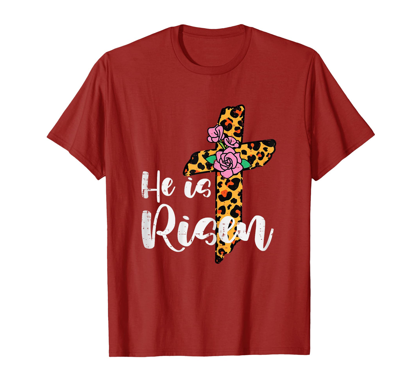 Cross Flower He Is Risen Christ Easter Jesus Religious Women T-Shirt