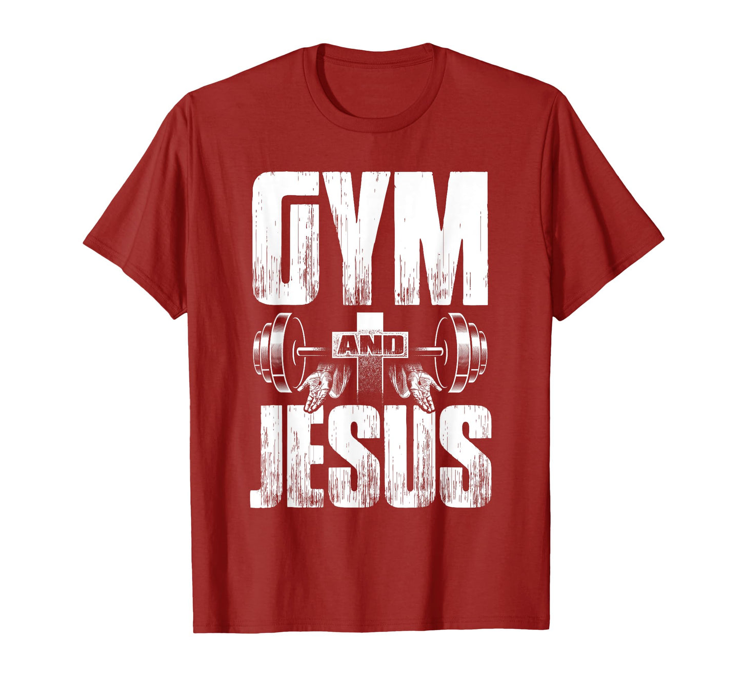 Fitness Fanatic By Pemissa Religious Workout Gym Jesus Barbell Lifting Weights Black Modern Letter Print T-Shirt