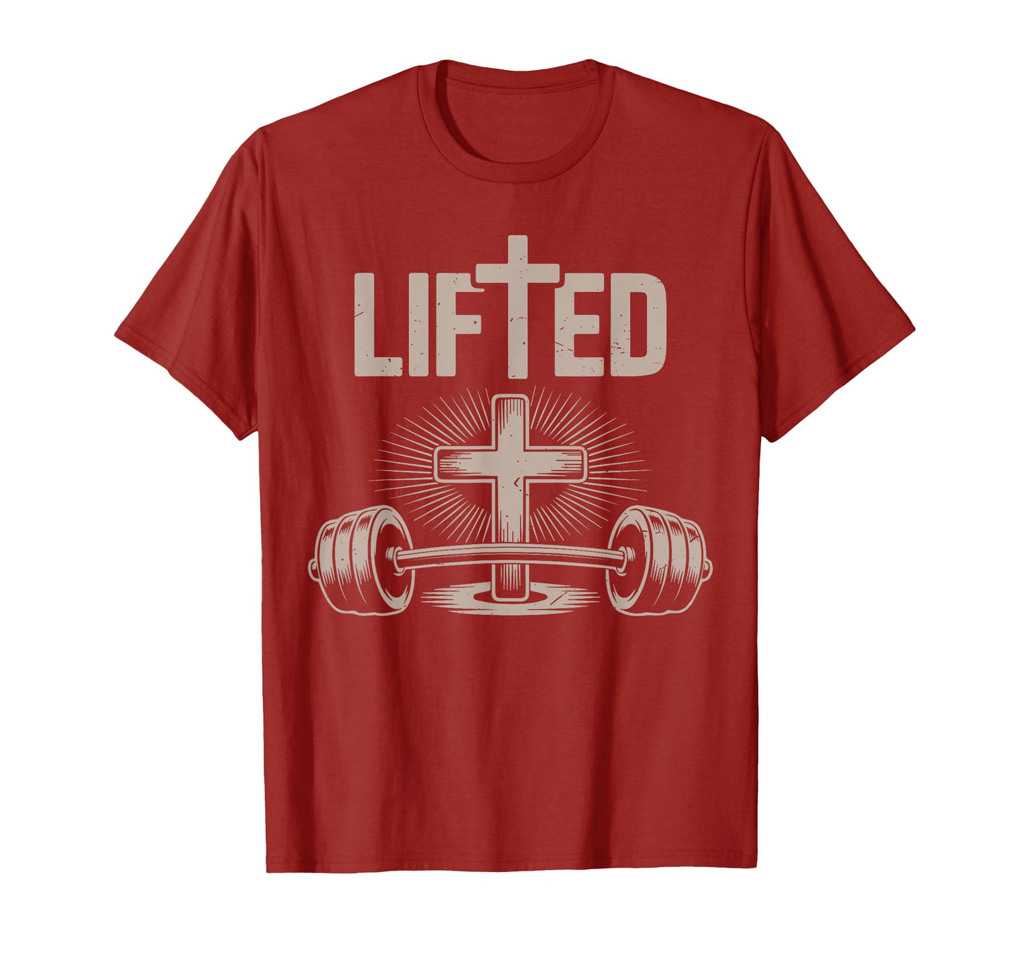 Lifted Funny Christian Workout Gym Jesus Weightlifting Cross T-Shirt