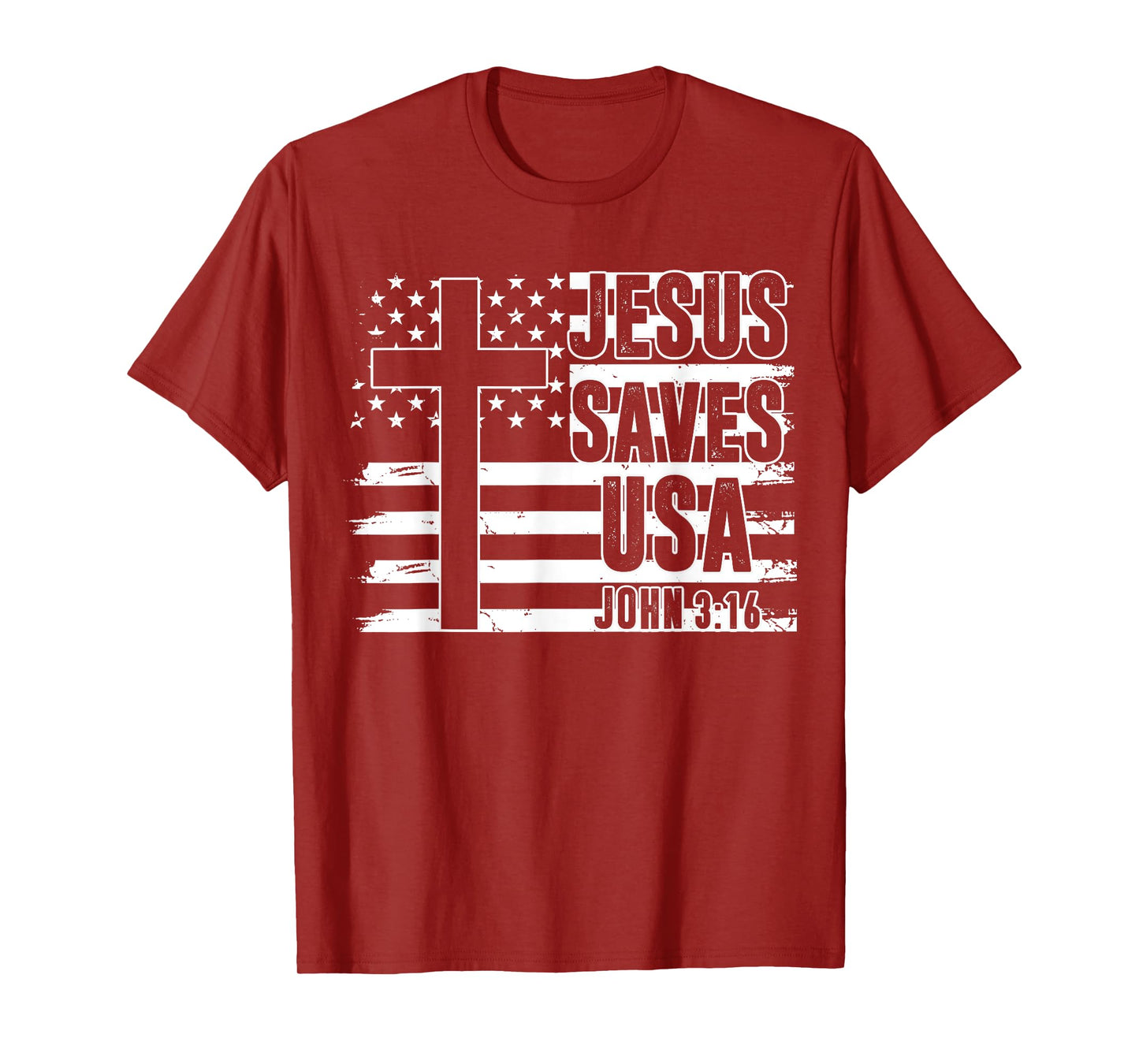 Dad Jesus Saves American Flag USA Patriotic Boys Christian T-Shirt