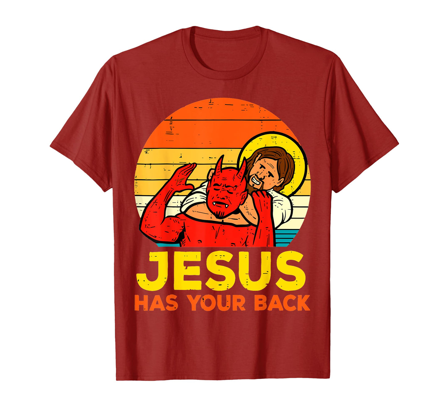 Jesus Has Your Back Christian Jiu Jitsu choke Jesus vs Devil T-Shirt