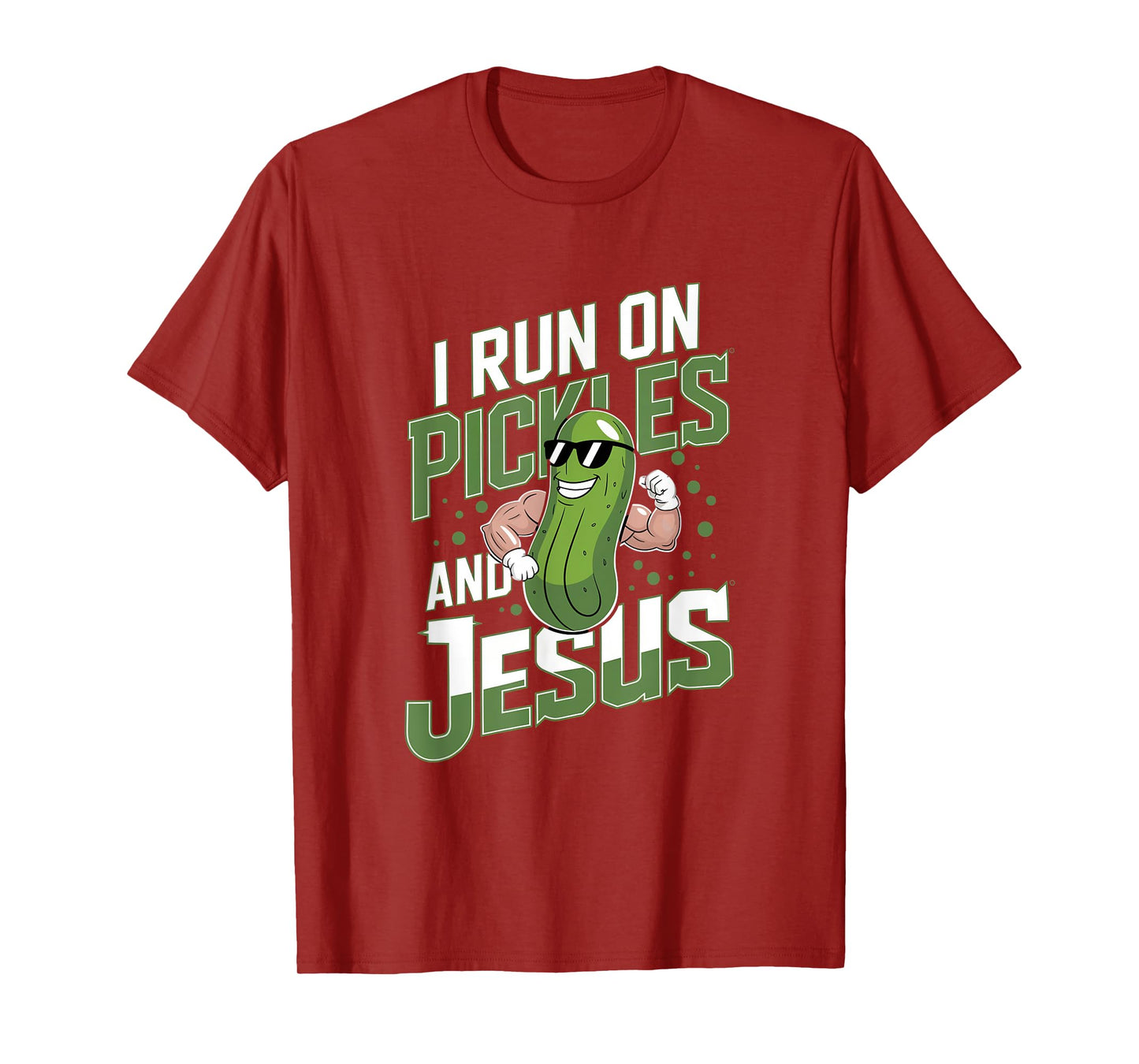 Funny Pickle Cucumber I Run on Pickles and Jesus T-Shirt