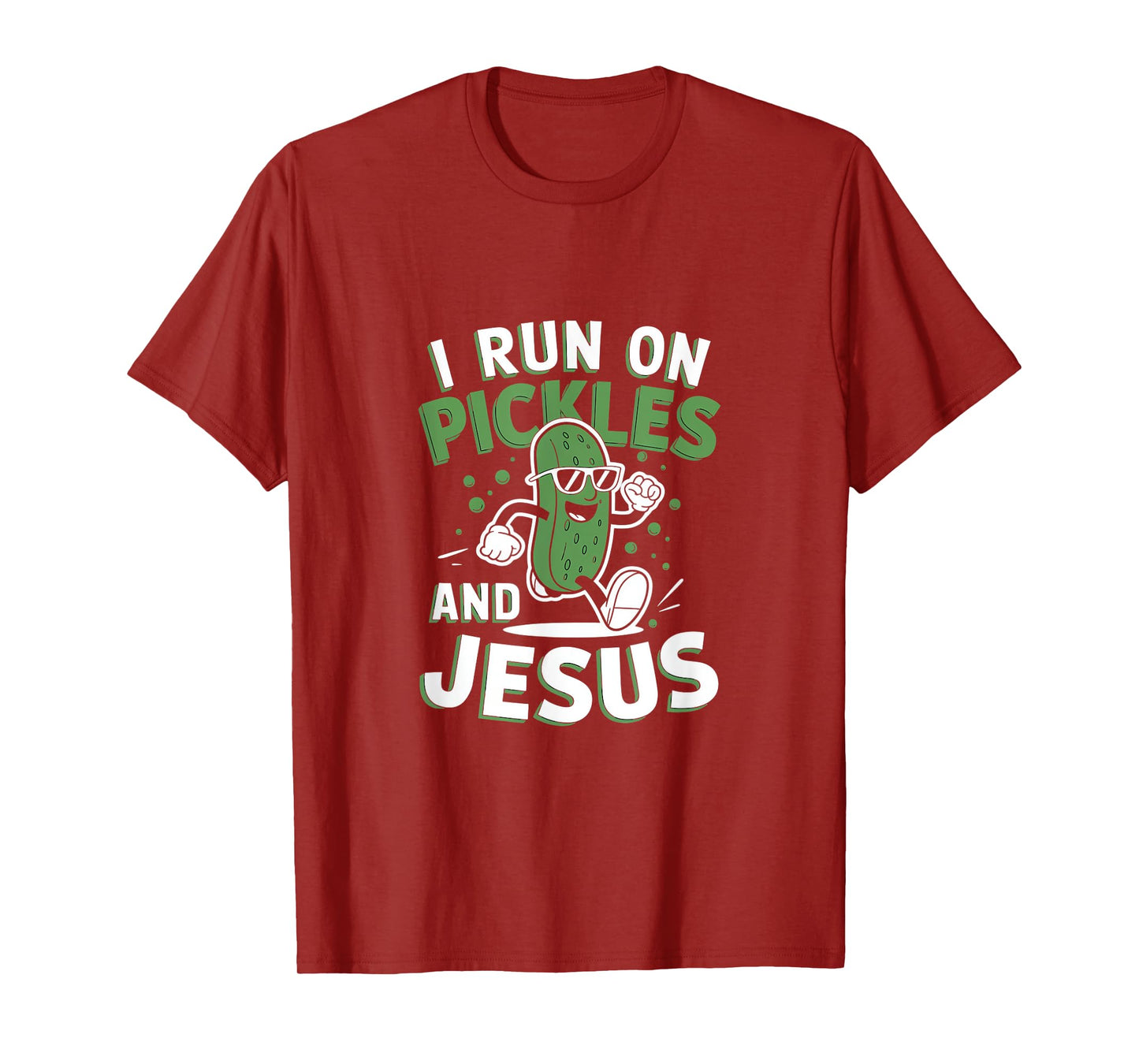 Funny Pickle Cucumber I Run on Pickles and Jesus T-Shirt