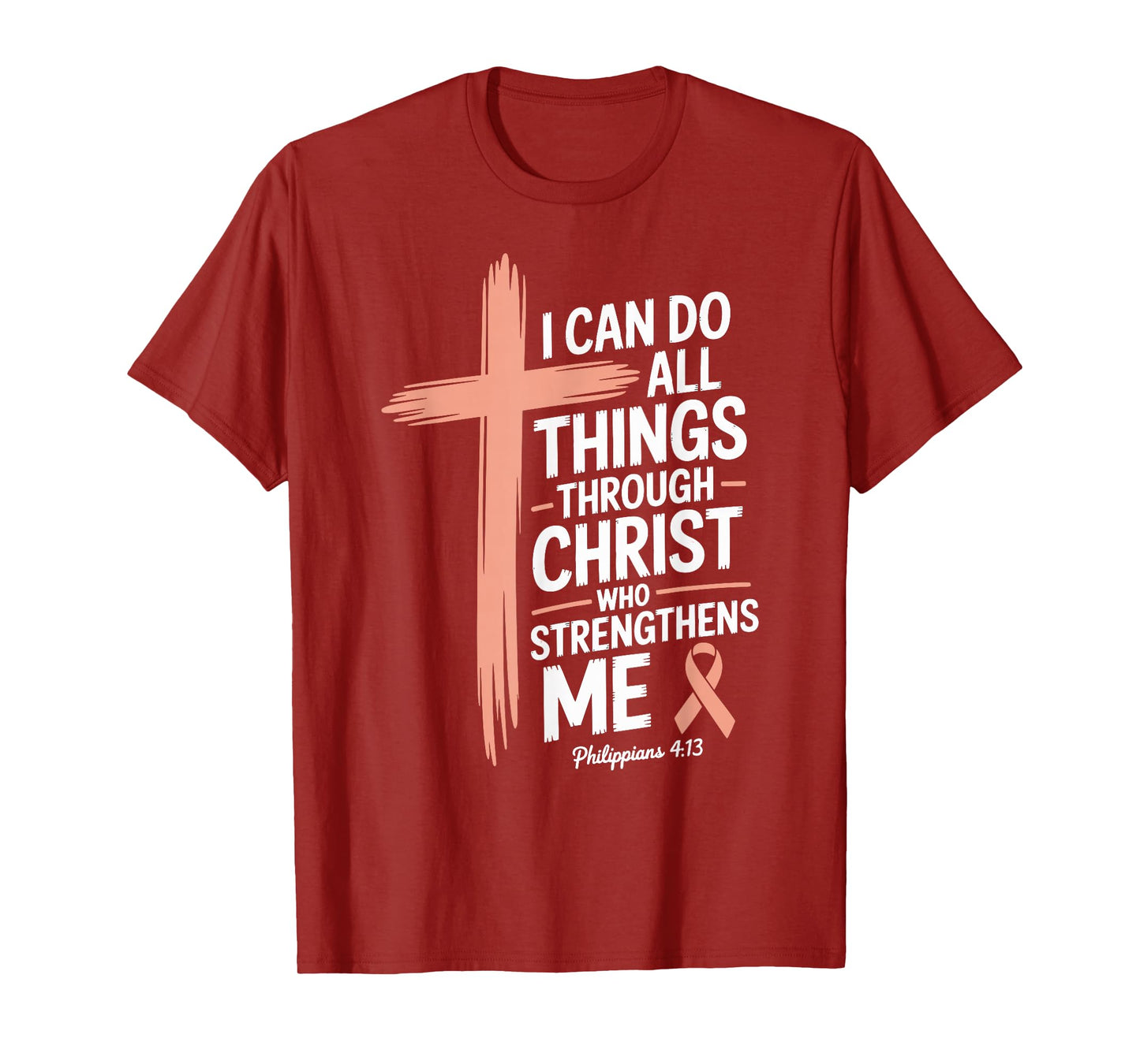 Things Through Christ Pink Ribbon Breast Cancer Christian T-Shirt