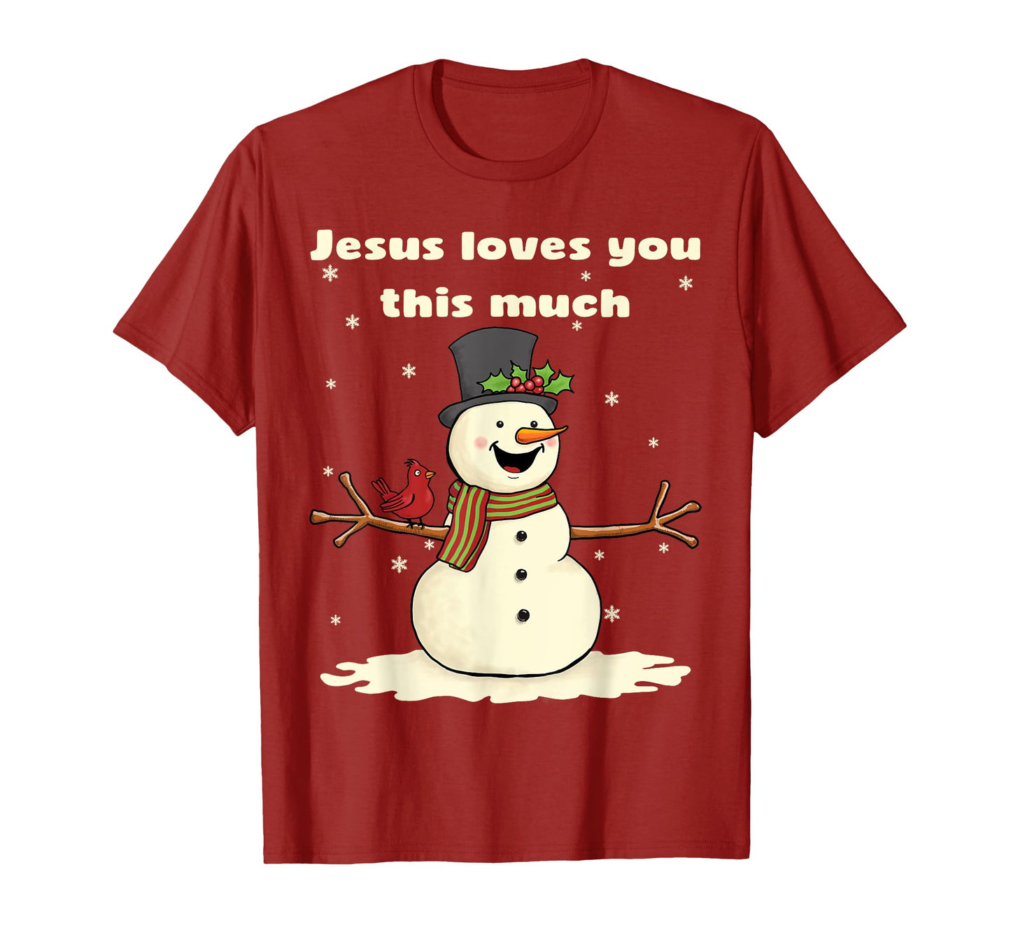 Cute Christian Christmas Snowman Jesus Loves You T-Shirt