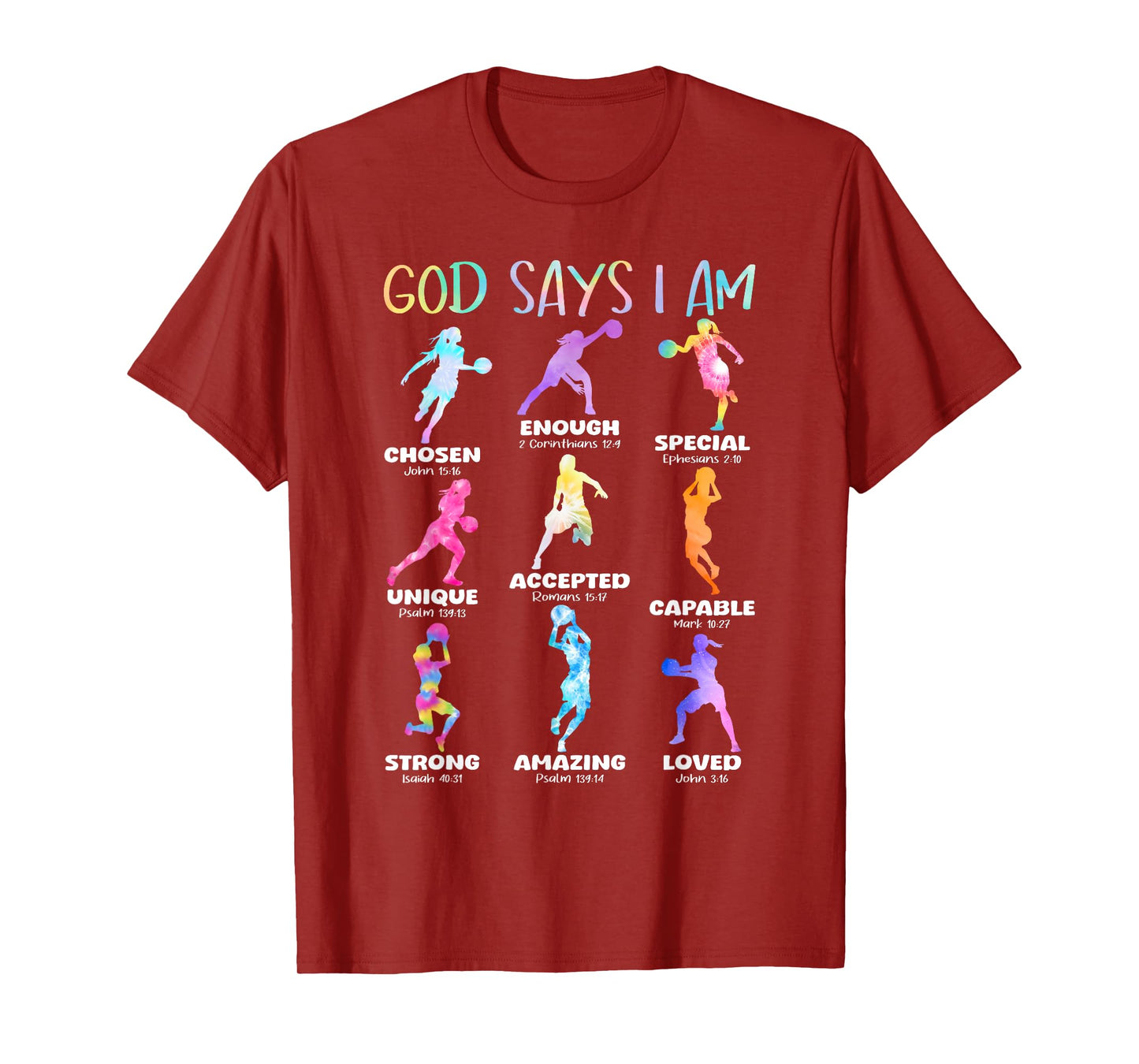 God Says I Am Christian Girls Teens Kids Basketball Tie Dye T-Shirt