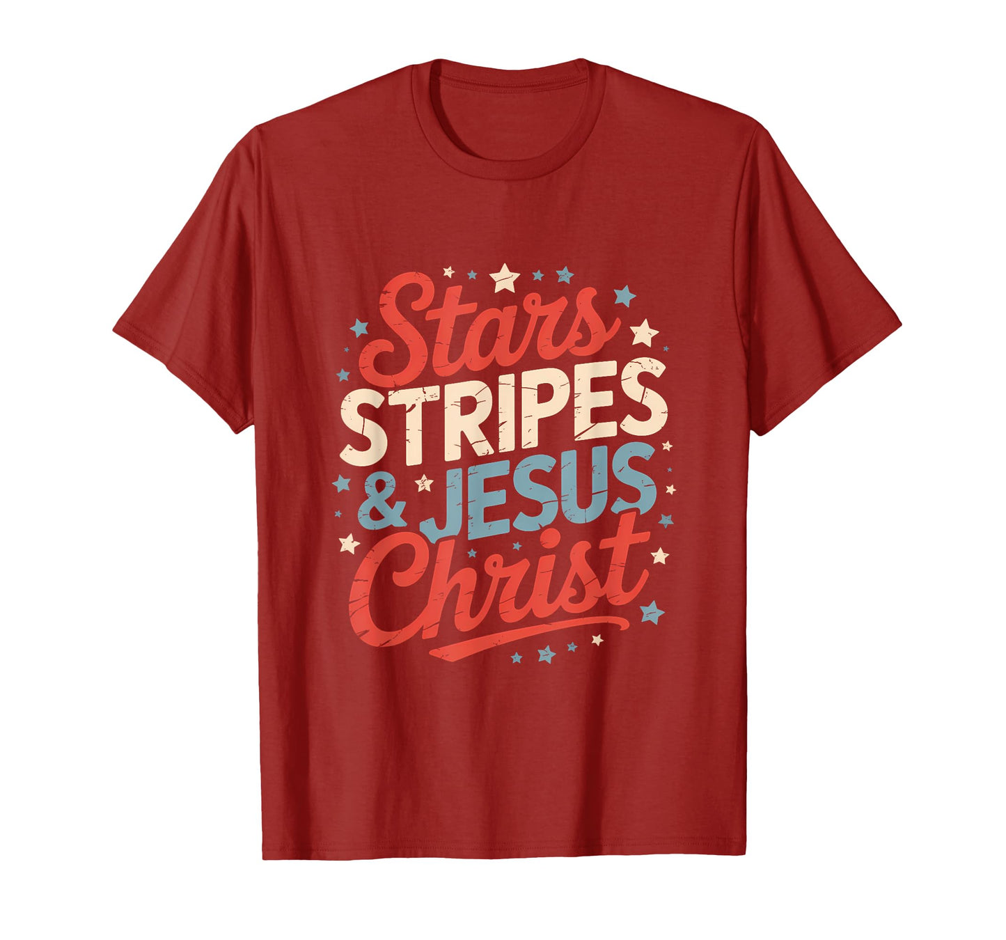 Stars & Stripes Jesus Christ 4th Of July Religious Christian T-Shirt