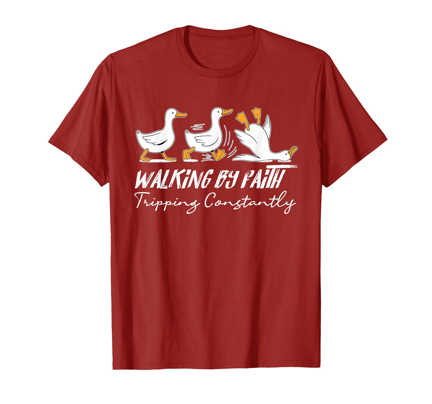 Walking By Faith Tripping Constantly Funny Christian Goose T-Shirt
