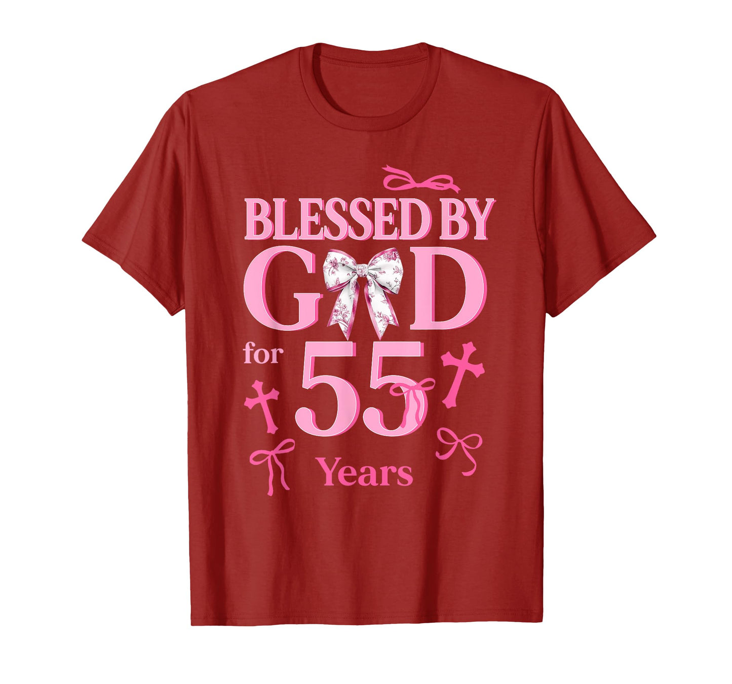 Blessed By God For 55 Years Old Woman 55th Birthday Coquette T-Shirt