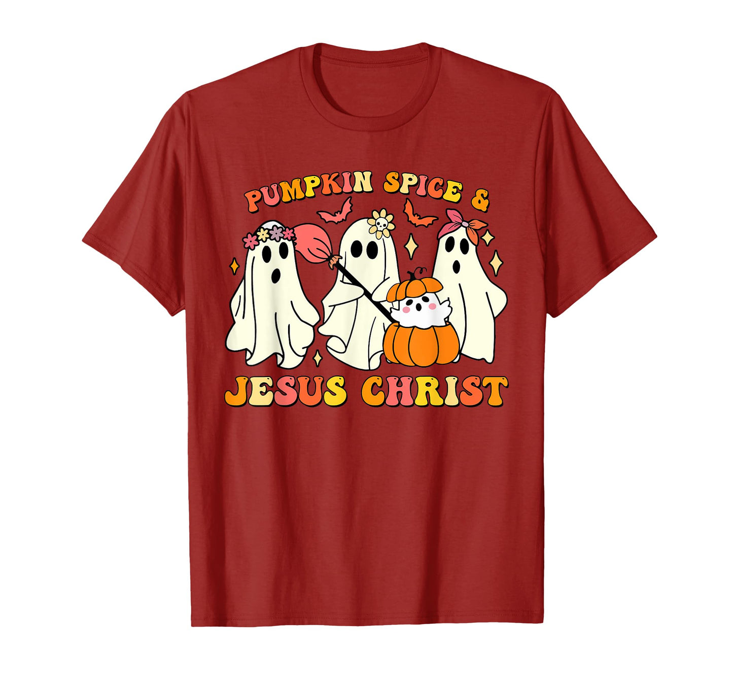 Pumpkin Spice and Jesus Christ Halloween Ghosts T-Shirt