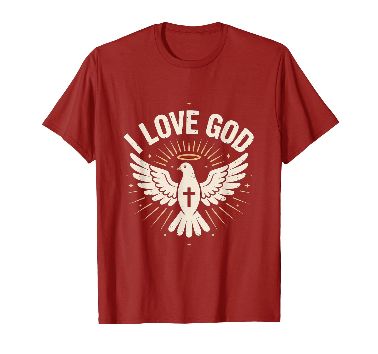 I Love God Dove Cross Christian Message T-Shirt
