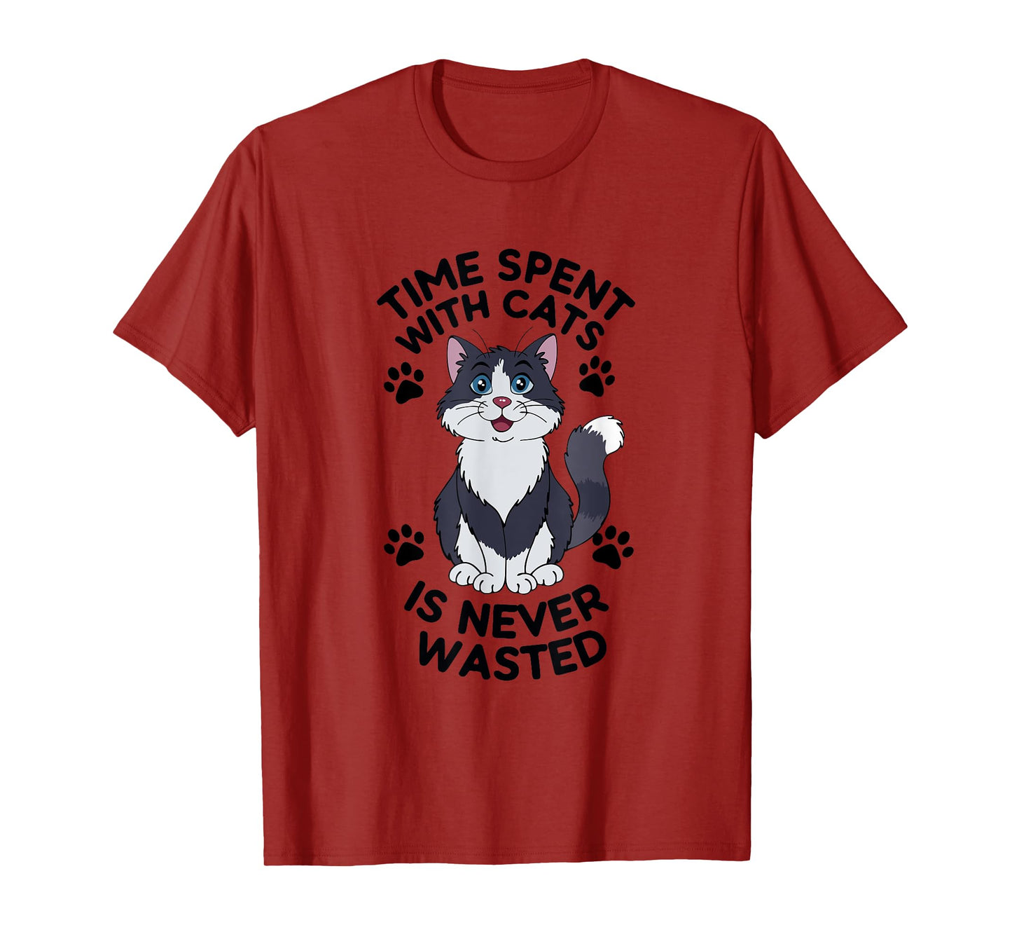 Funny Cat Quote Time Spent With Cats Is Cute Meow Graphic T-Shirt for Men Women Girls Kids