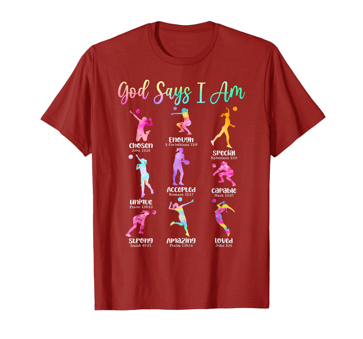 God Says I Am Volleyball Girls Teens Kid Christian Religious T-Shirt