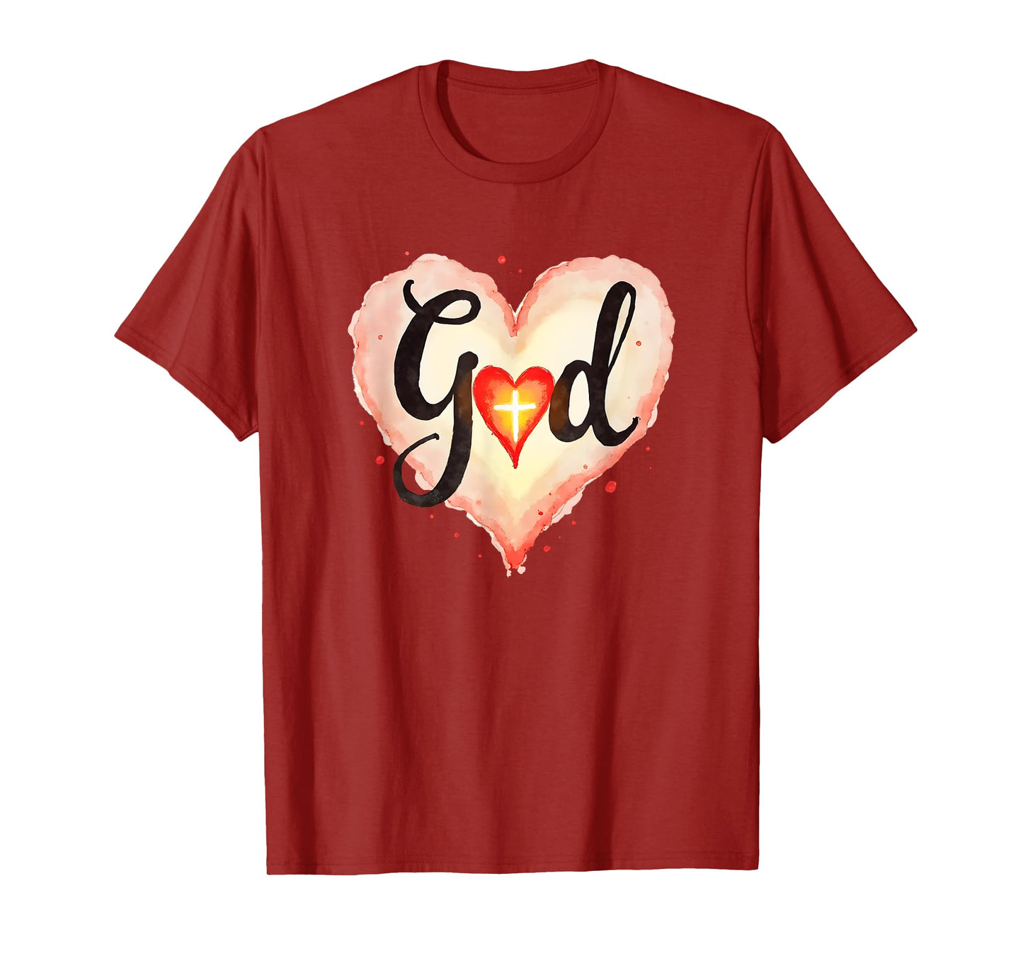 God Heart Cross Christian Faith Inspirational Love Of Jesus T-Shirt