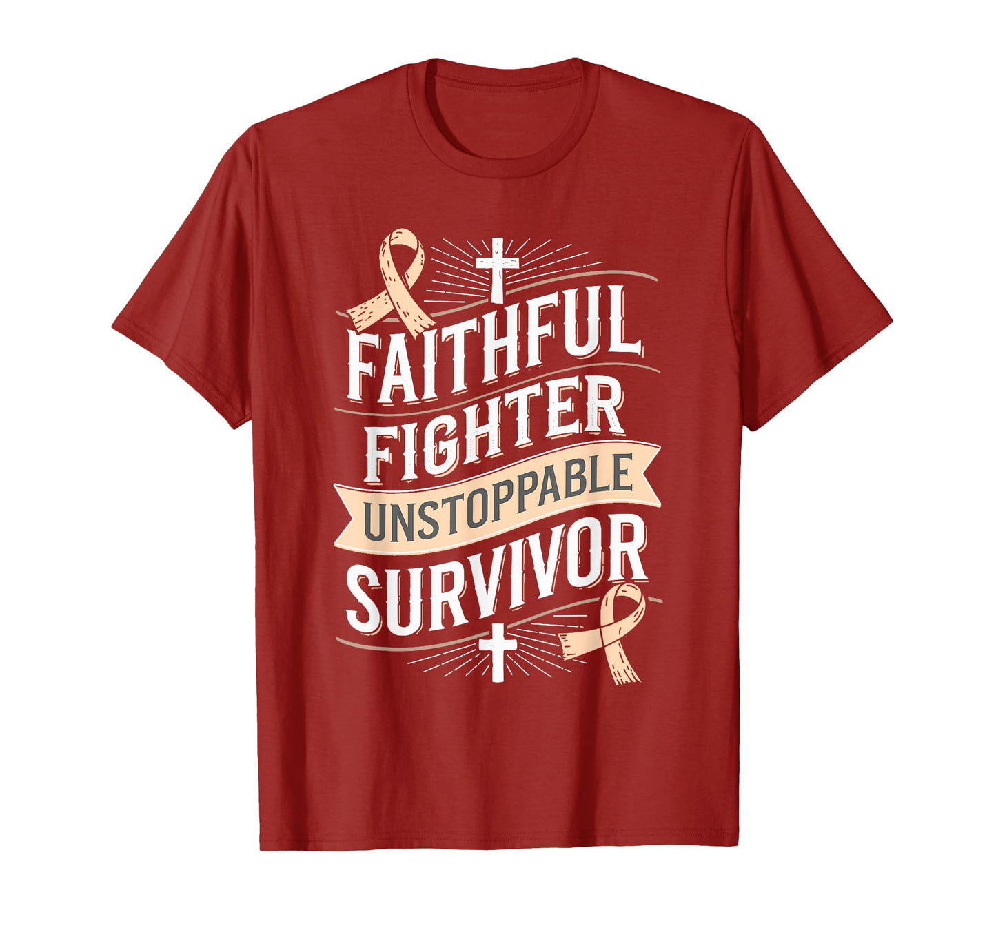 Faithful Fighter Survivor Endometrial Cancer Awareness T-Shirt