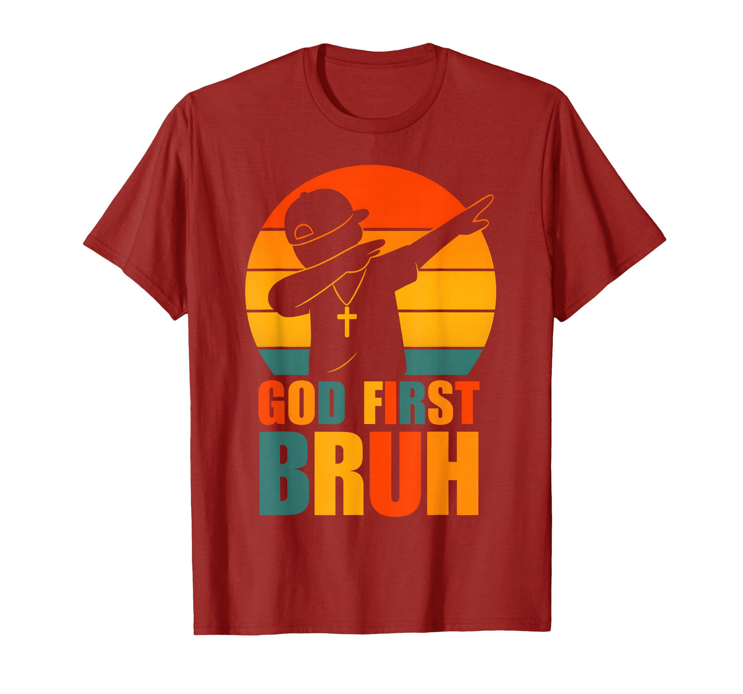 God First Bruh Dabbing Boy Christian Retro Kids Boys Saying T-Shirt