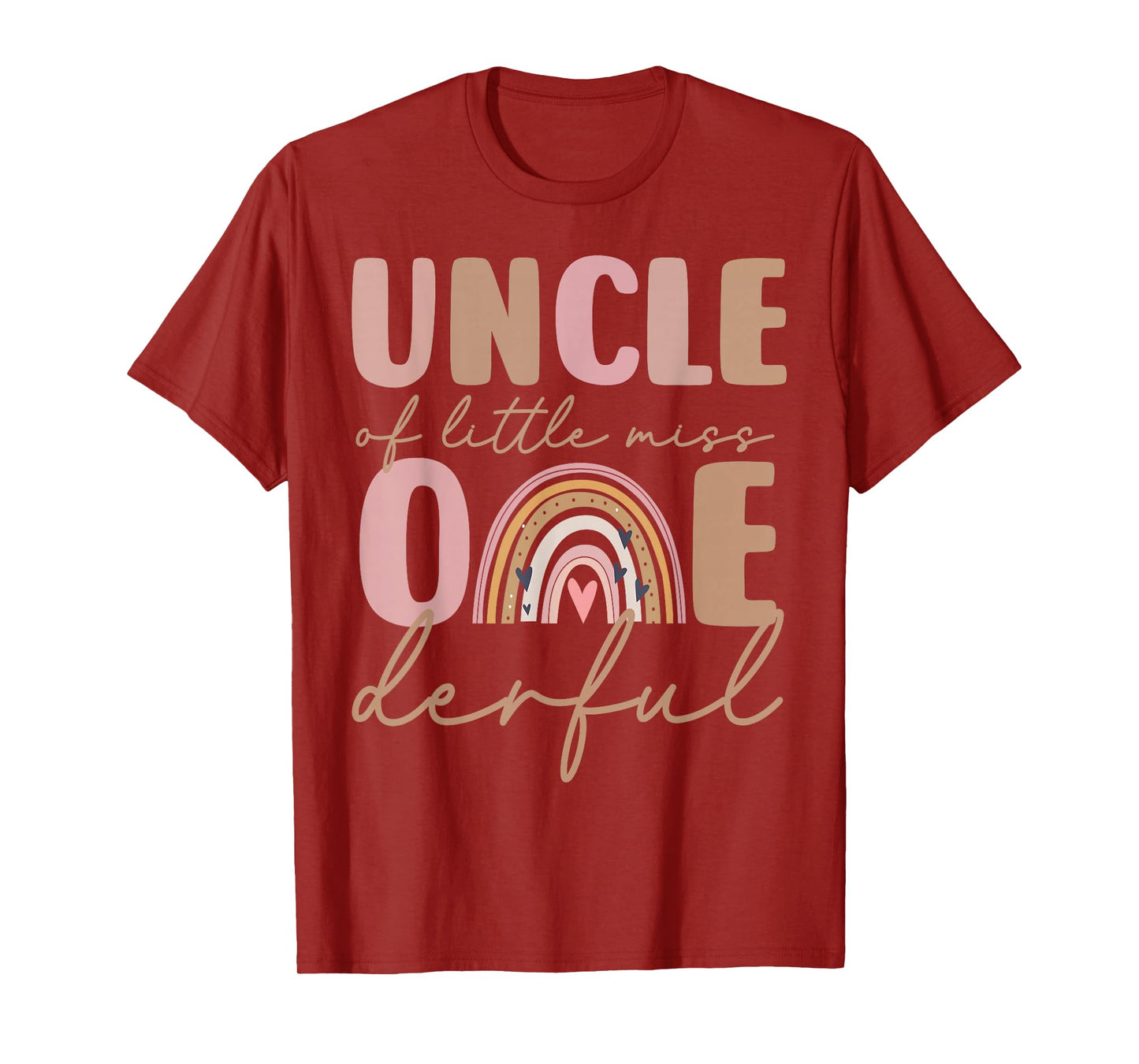Uncle of Little Miss Onederful First Birthday Boho Rainbow T-Shirt