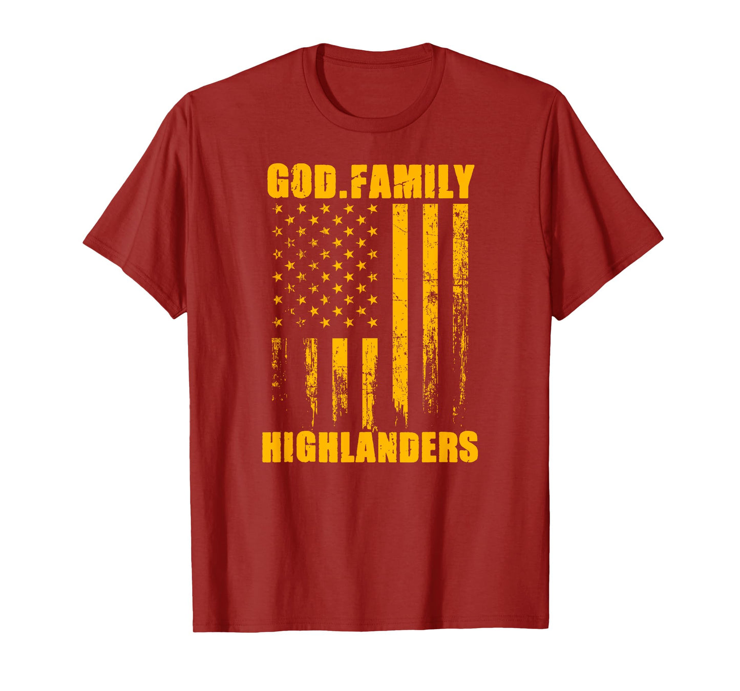 Glenvar Highlanders God. Family. Vintage USA Flag T-Shirt