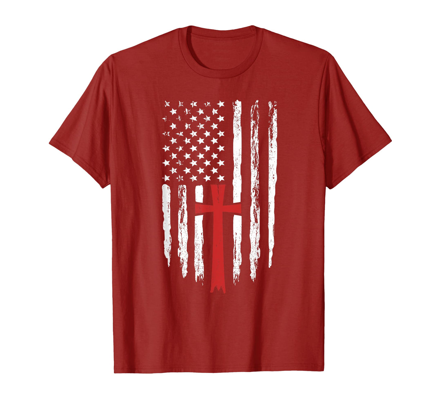 American Flag Christian Cross Religious America 4th of July T-Shirt
