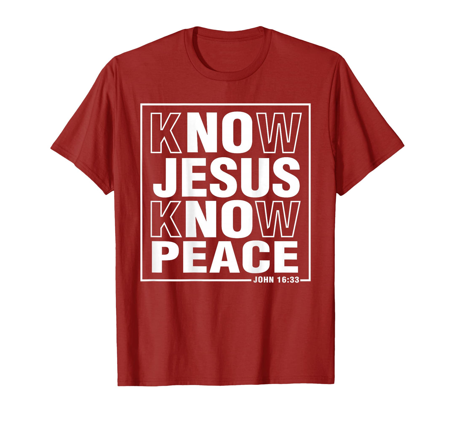 Know Jesus Know Peace John Bible Verse Christian Faith T-Shirt