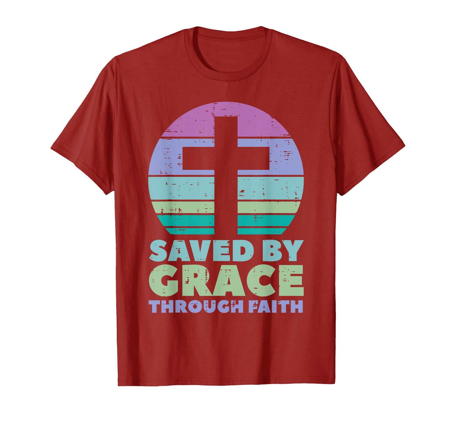Cross Saved By Grace God Jesus Christian Men Women Kids T-Shirt