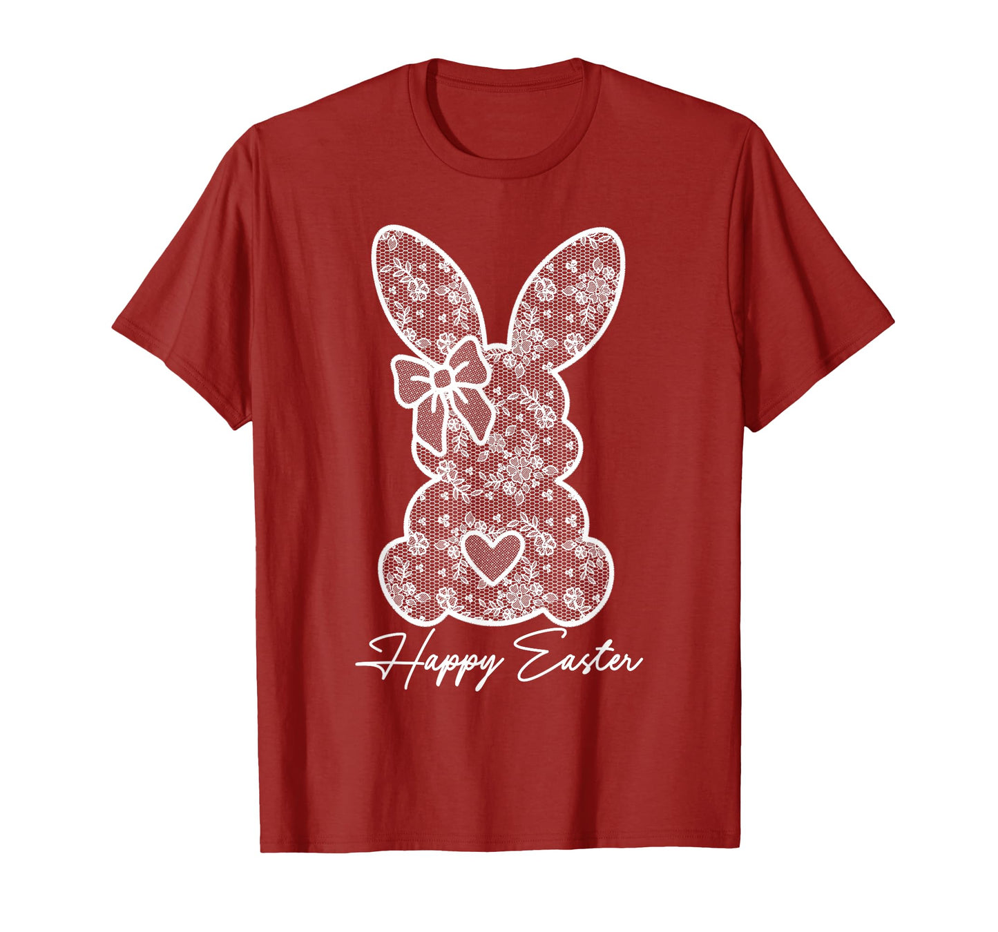 White Lace Bunny Coquette Bow Happy Easter Women Girl T-Shirt