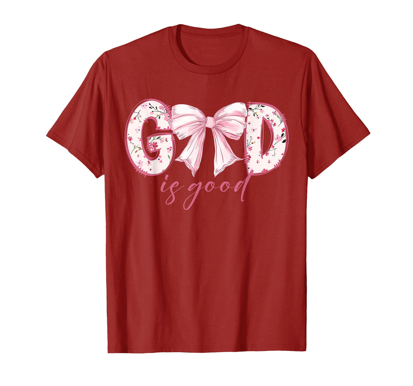 God Is Good Pink Coquette Bow Bible Verse T-Shirt