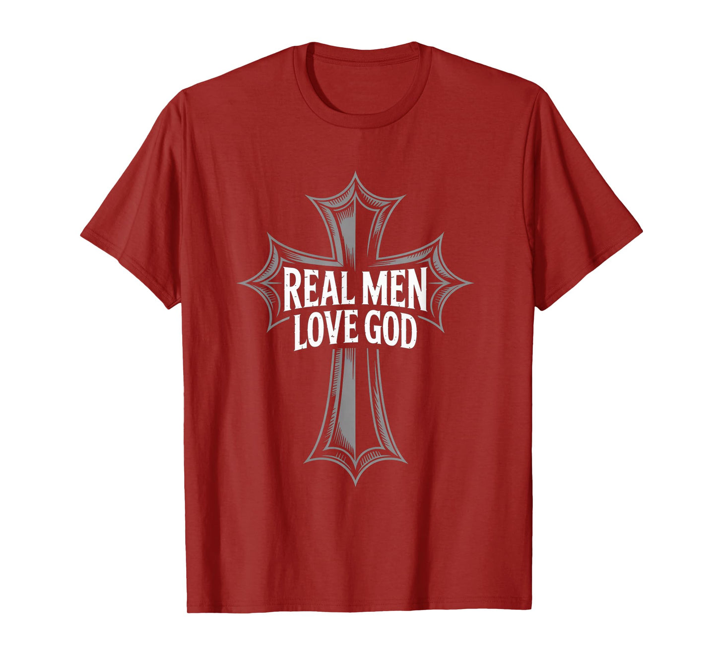 Christian Faith Real Men Love God Cross Design T-Shirt