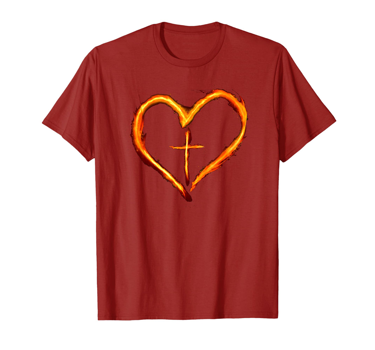 Christian Cross Revival Heart Flame – Be on Fire for Jesus T-Shirt