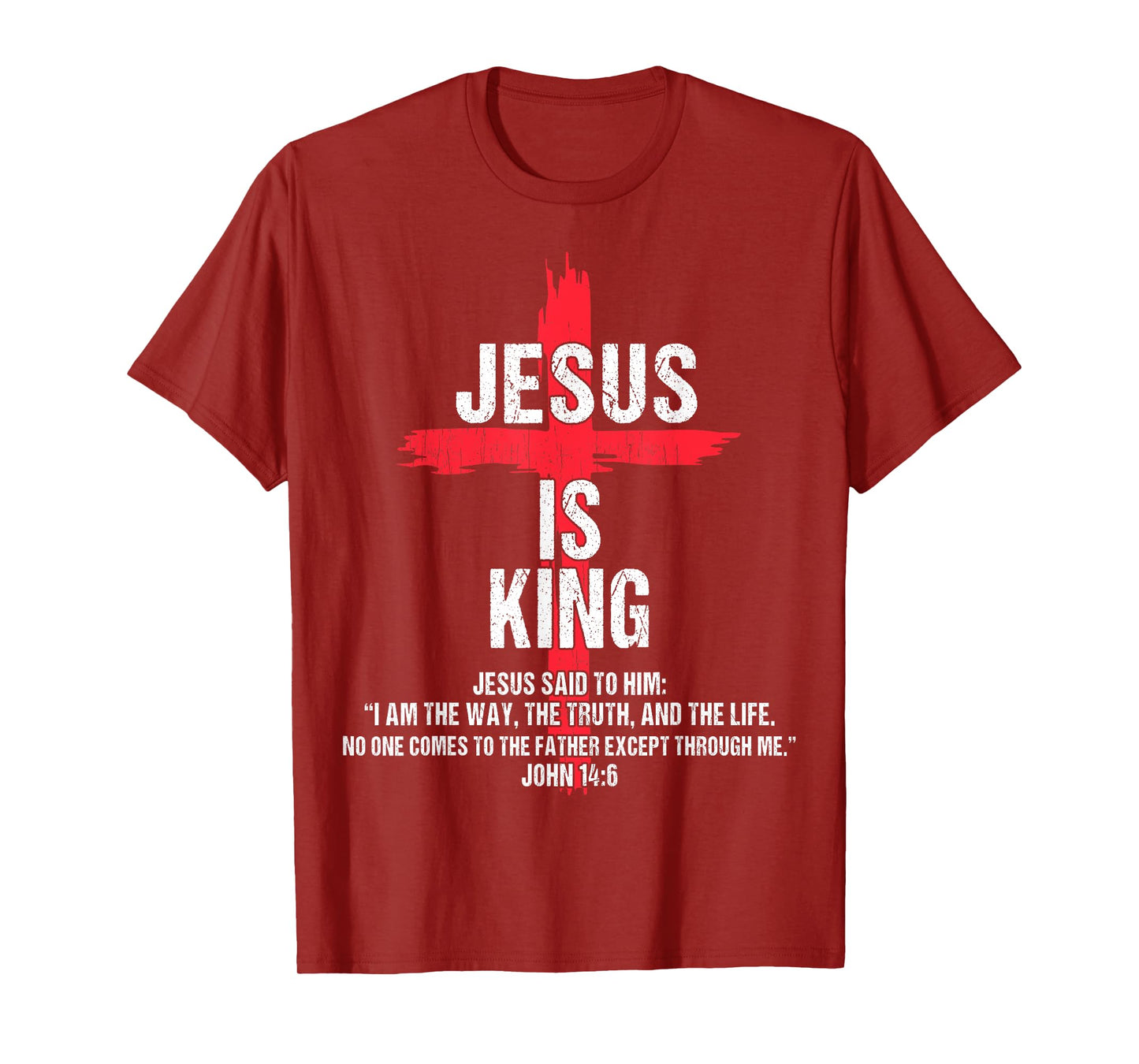 Kids Jesus Is King Christian-Shirt Boy Youth Religious Cross T-Shirt