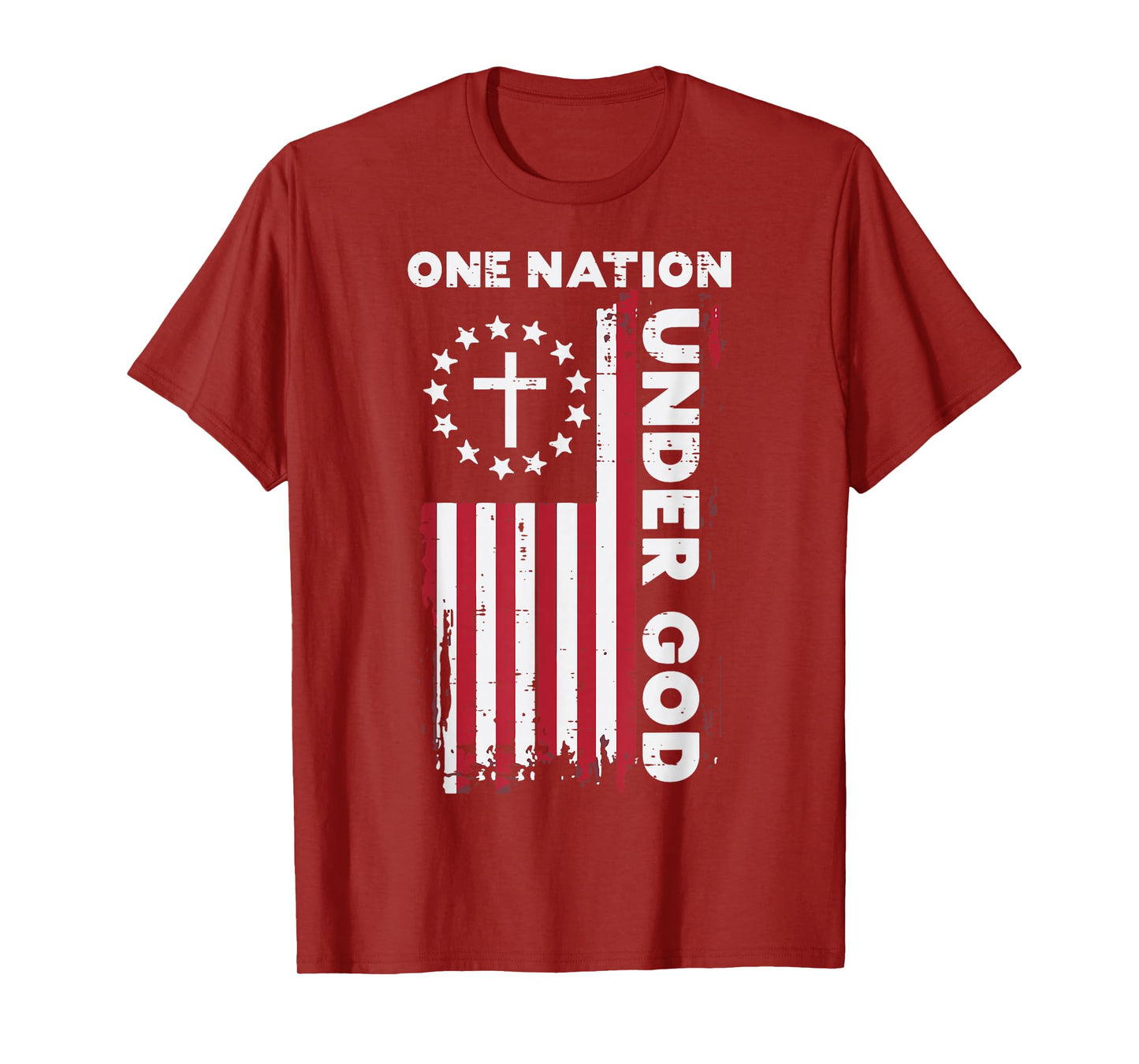 American Flag One Nation Under God 4th Of July Christian T-Shirt