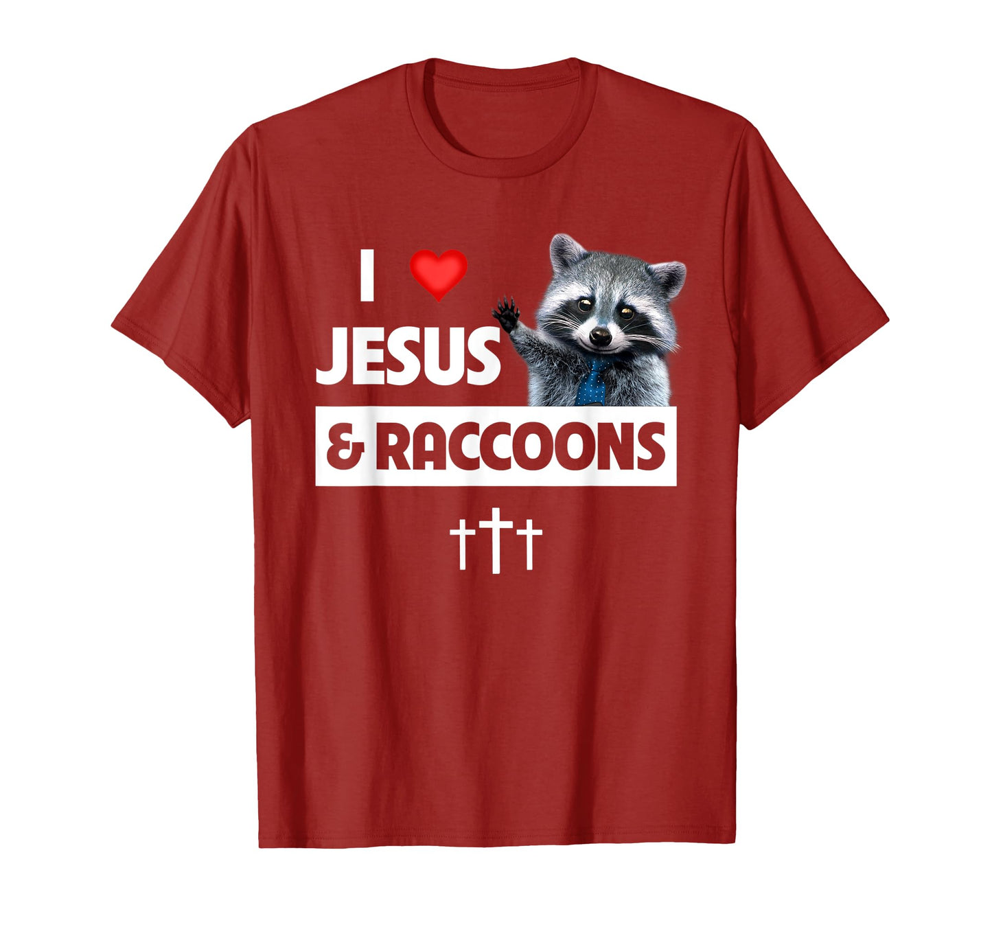 I Love Jesus and Raccoons Mom Dad Christian Love Jesus Bible T-Shirt