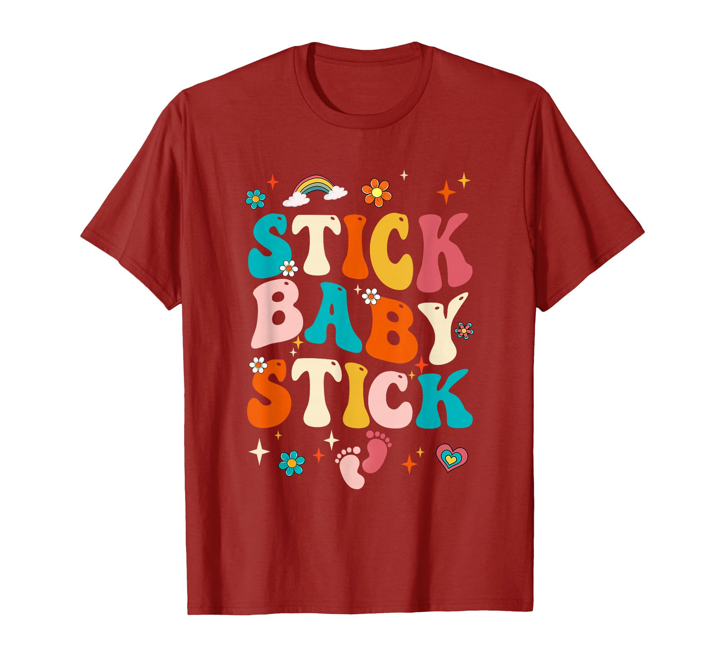 Stick Baby Stick Funny Ivf Transfer Day Ivf Couple Groovy T-Shirt